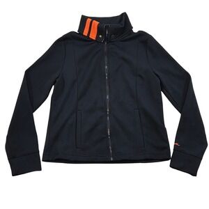 LRL Lauren Active Ralph Lauren‎ Full Zip Jacket Black Orange Stripes S